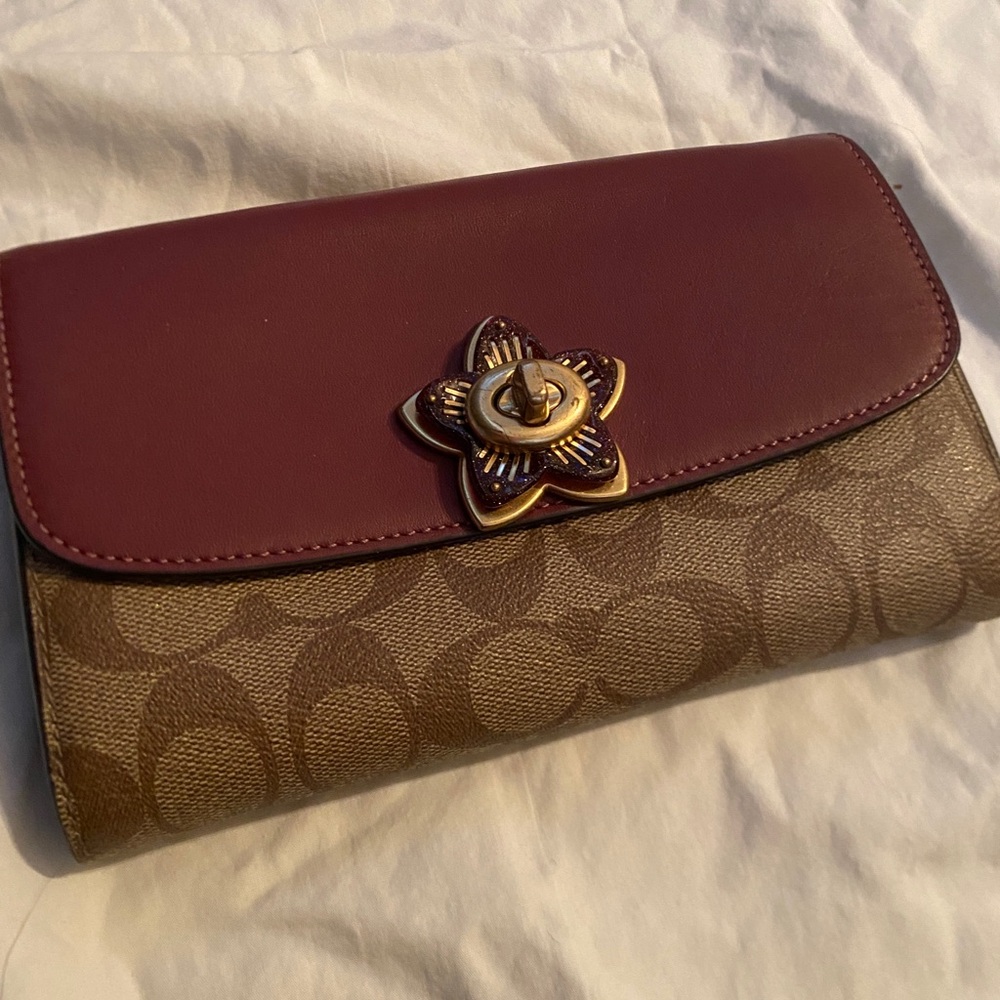 Coach Burgundy and Brown Women's Bag